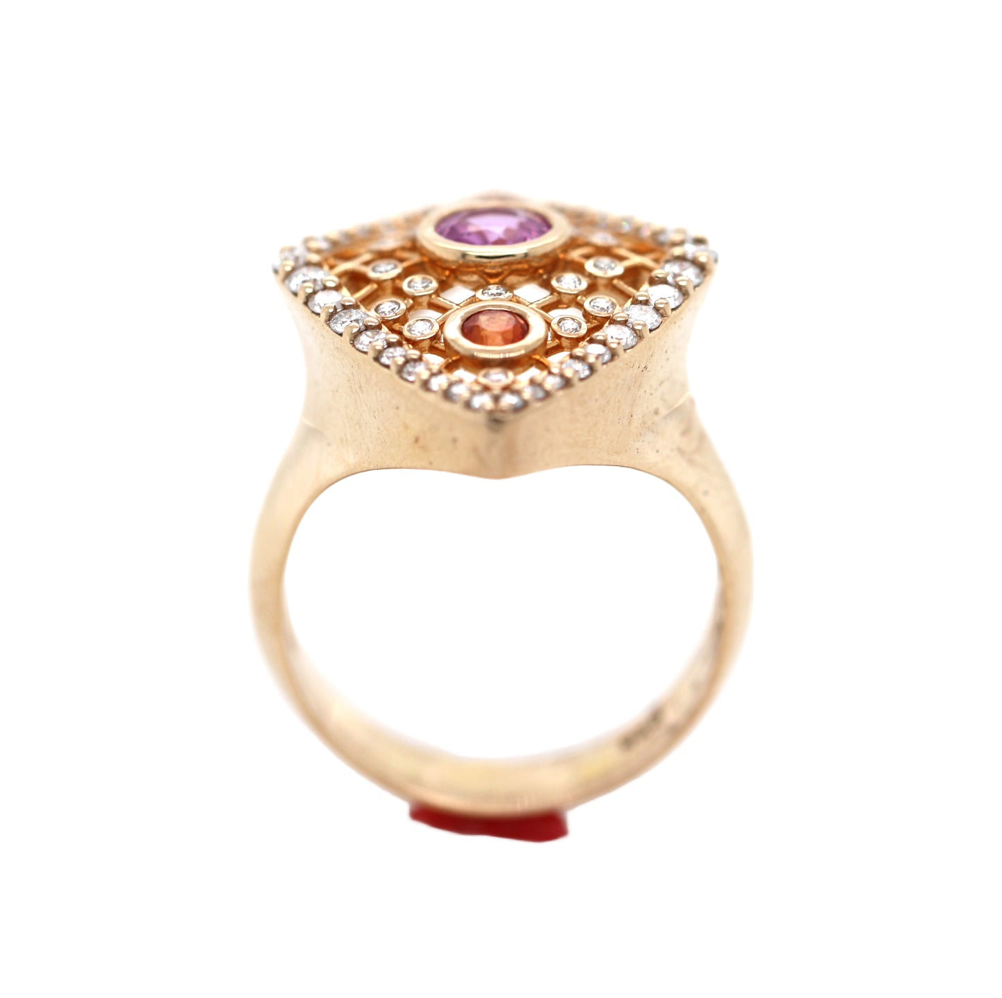Orange / Pink Sapphire / Diamond Ring