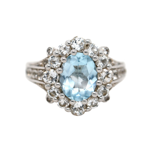 925 Sterling Silver /Sky Blue Topaz / White Topaz