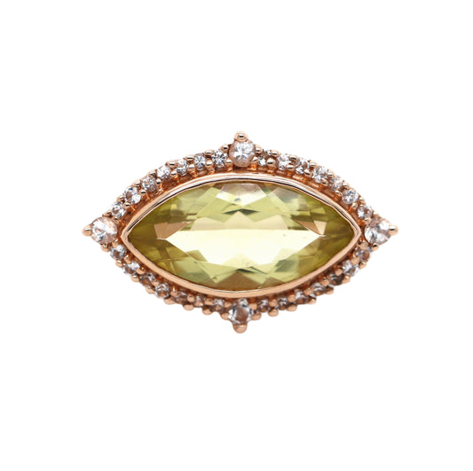 925 Rose Vermeil / Lemon Quartz / White Topaz Ring