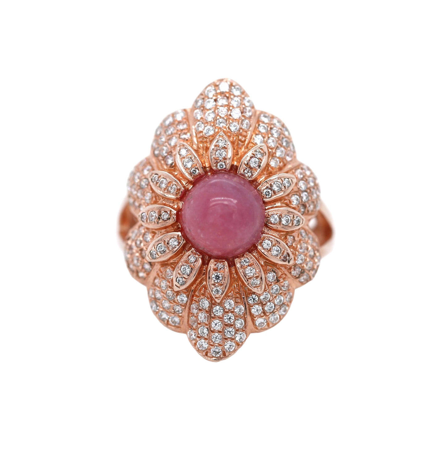 Red Corandum / White Topaz Ring