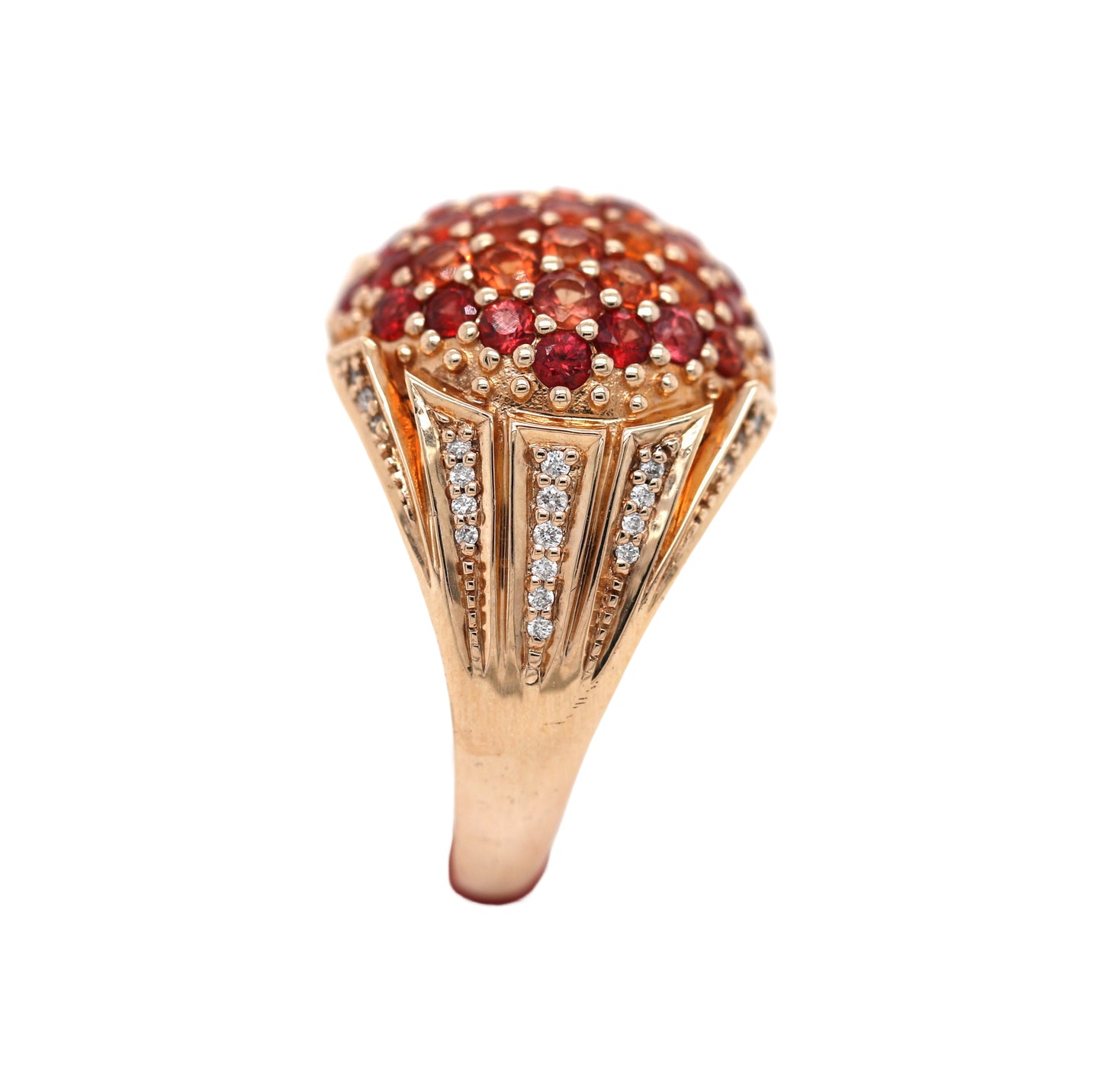 RED SAPPHIRE / DIAMOND / ROSE GOLD PLATED 925 RING