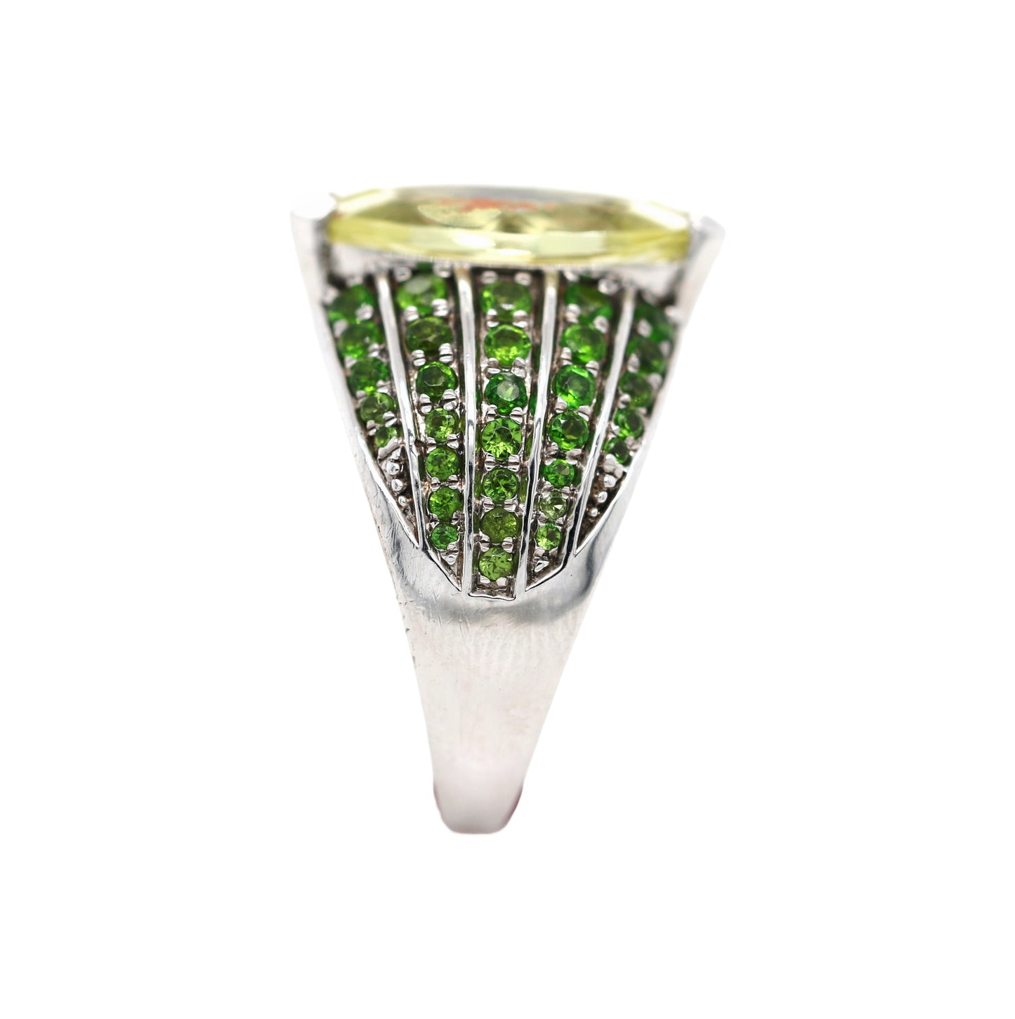 925 Chrome Diopside /Lemon Quartz Ring