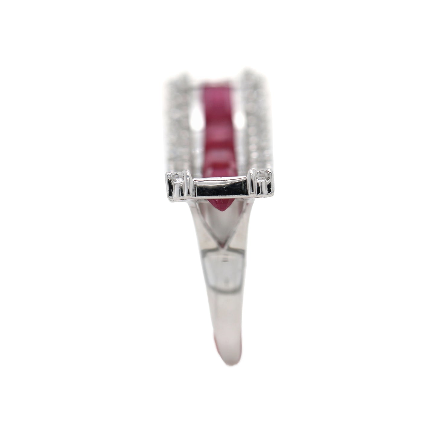 925 Glass Filled Ruby White Topaz Ring