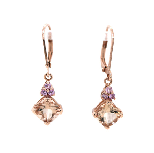 Morganite/ Pink Sapphire Lever back Earring