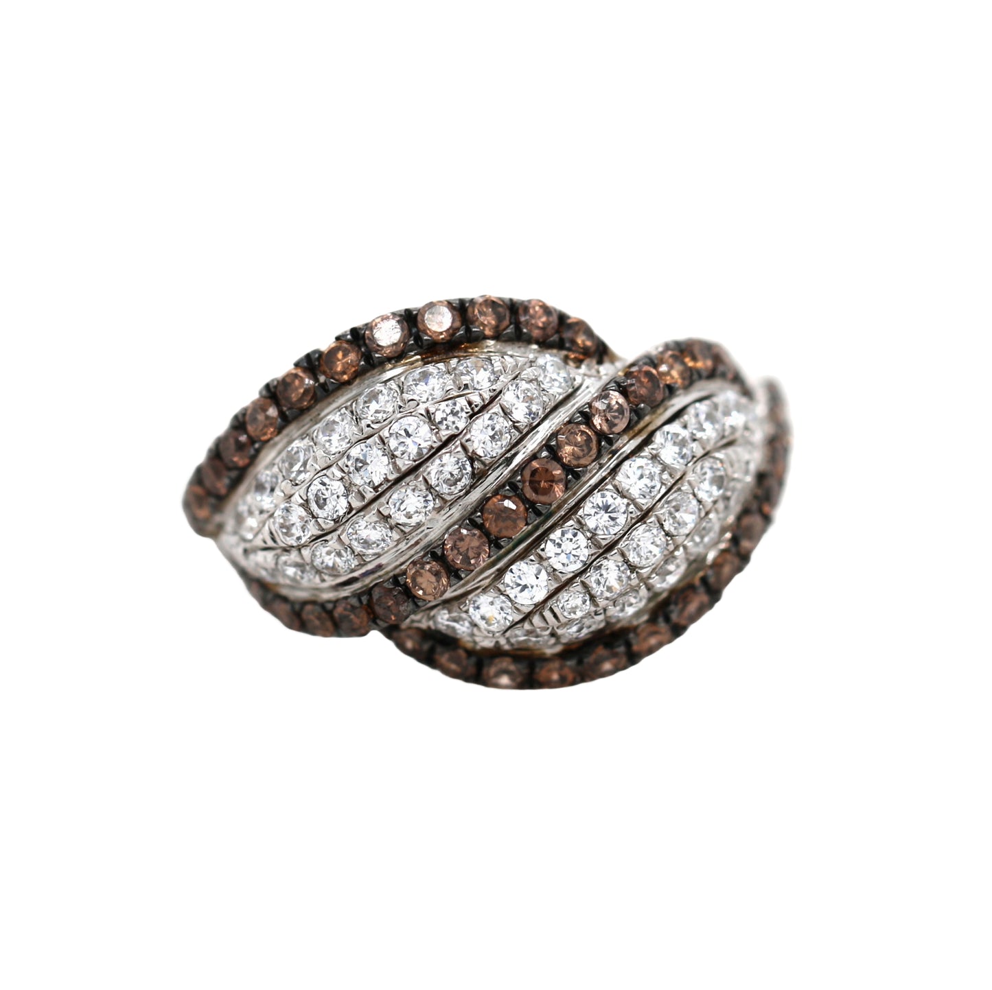 925 Brown Cubic Zirconia / White Topaz Ring