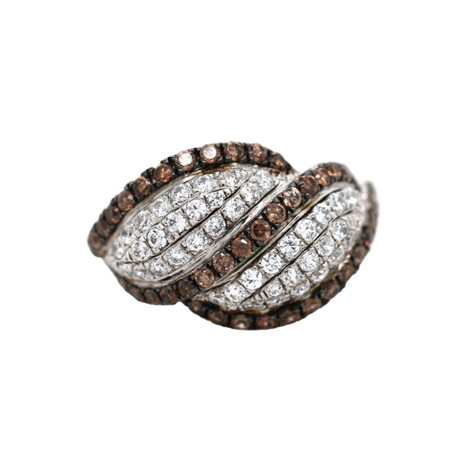 925 Brown Cubic Zirconia / White Topaz Ring