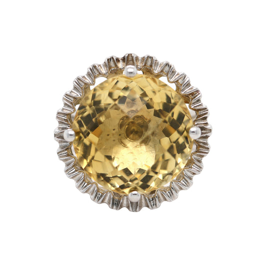 925 Citrine / White Topaz Ring ( 11.92 cts)