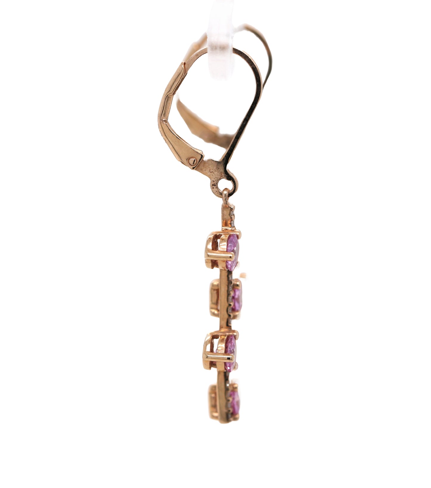 Pink Sapphire/ Diamond Lever Back Earring