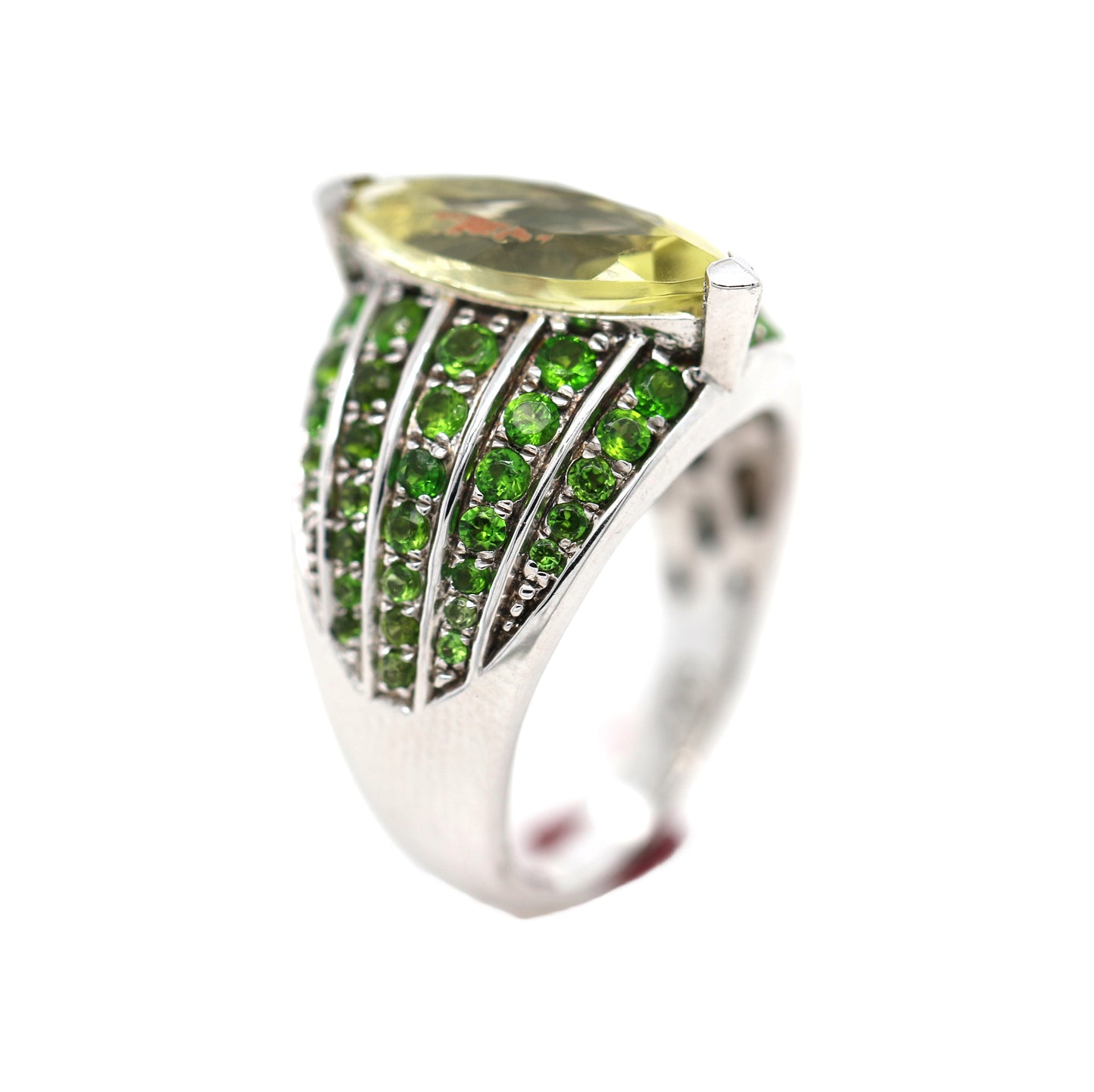 925 Chrome Diopside /Lemon Quartz Ring