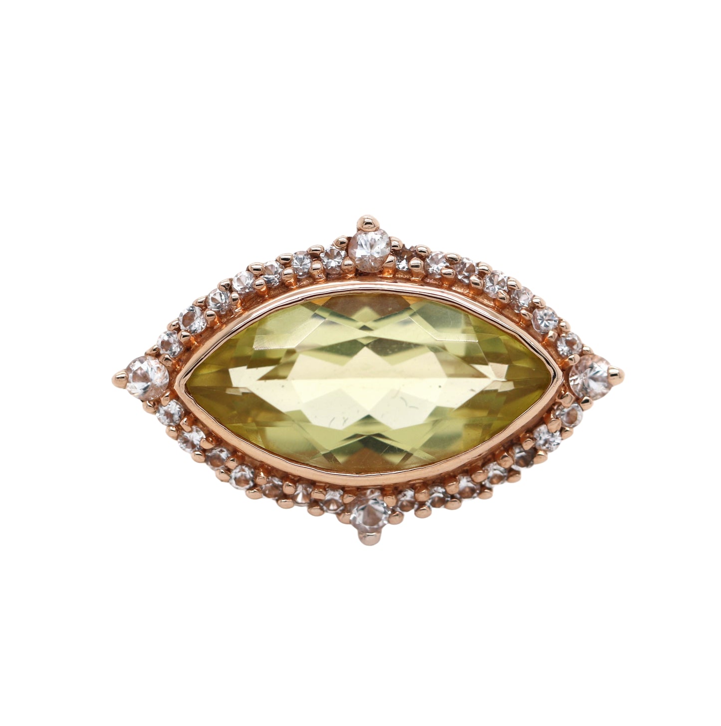 925 Rose Vermeil / Lemon Quartz / White Topaz Ring