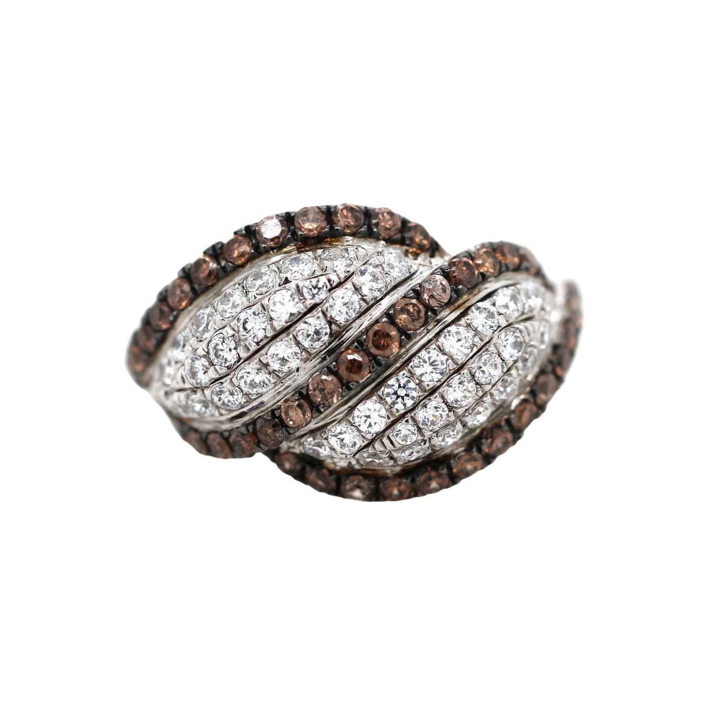 925 Brown Cubic Zirconia / White Topaz Ring