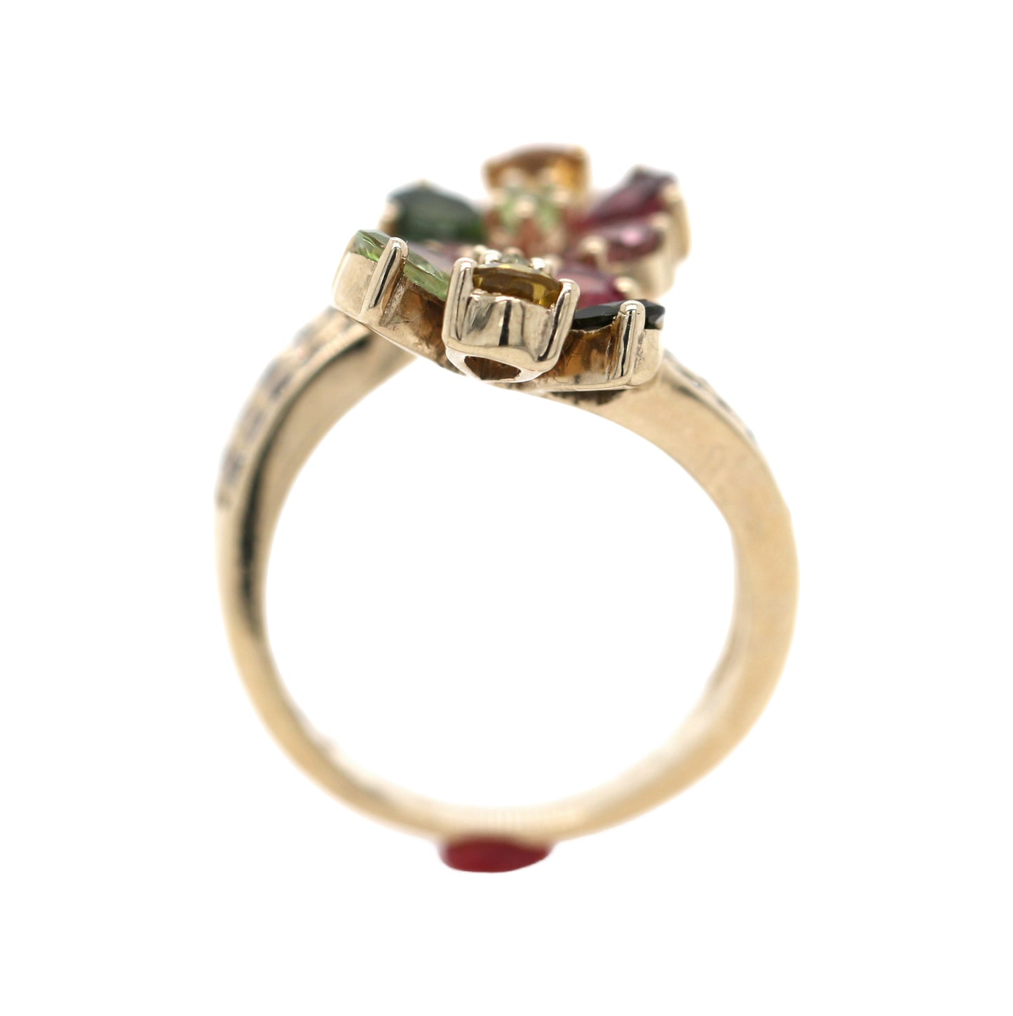 925 Yellow Vermiel / Multicolor Tourmaline / White Topaz Flower Ring