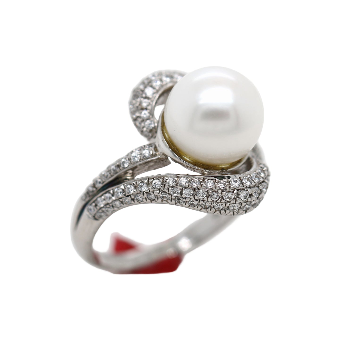 925 SS Pearl / White Topaz Ring