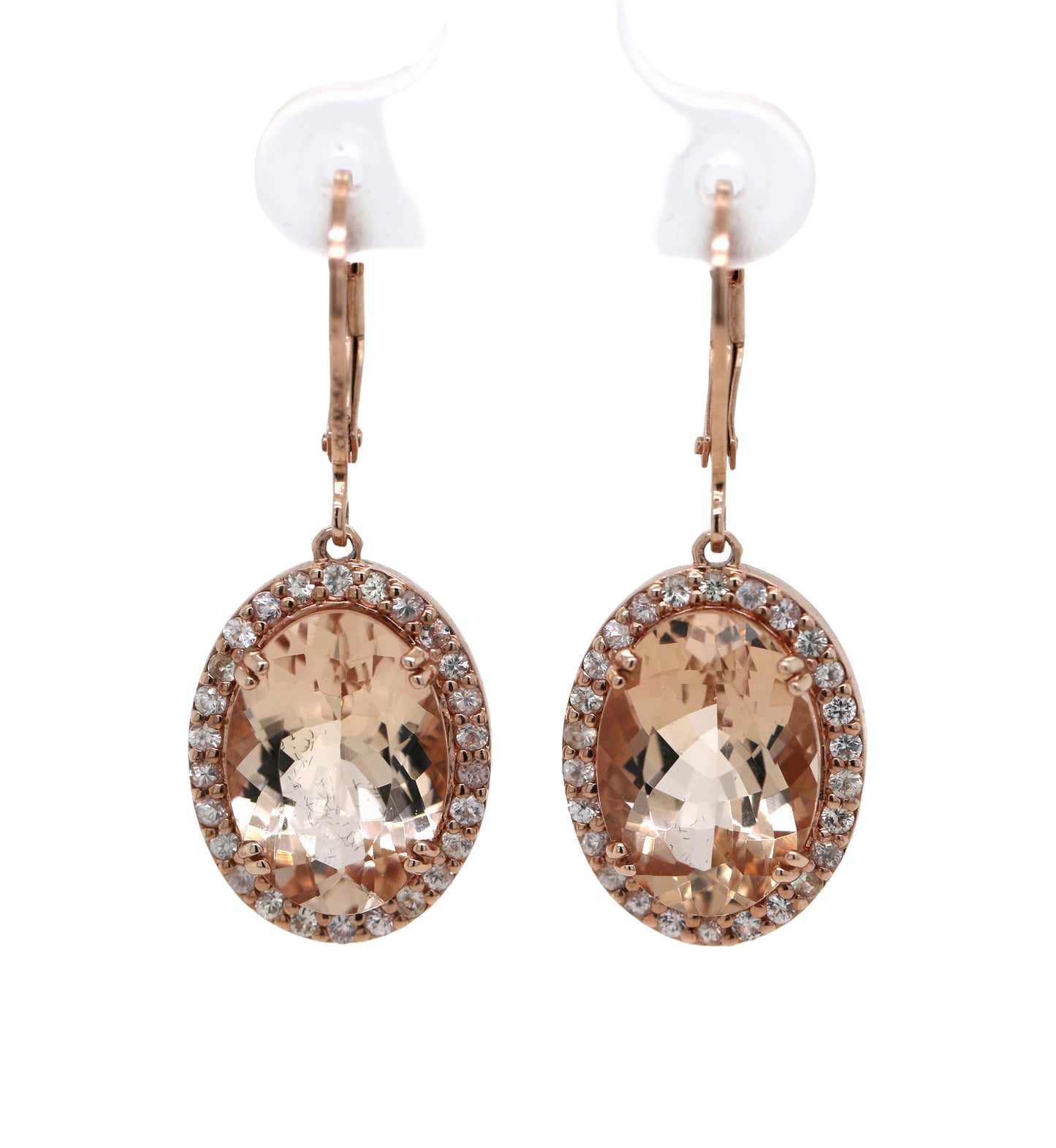 Rose Gold Plated Morganite/ White Topaz Earring