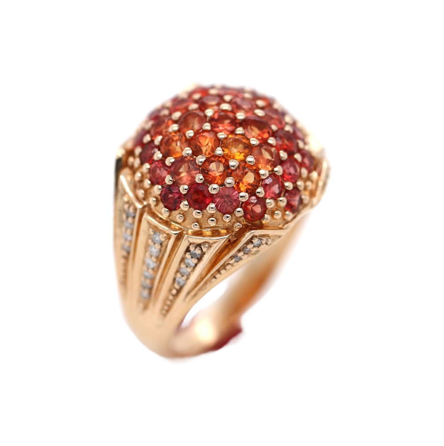 RED SAPPHIRE / DIAMOND / ROSE GOLD PLATED 925 RING