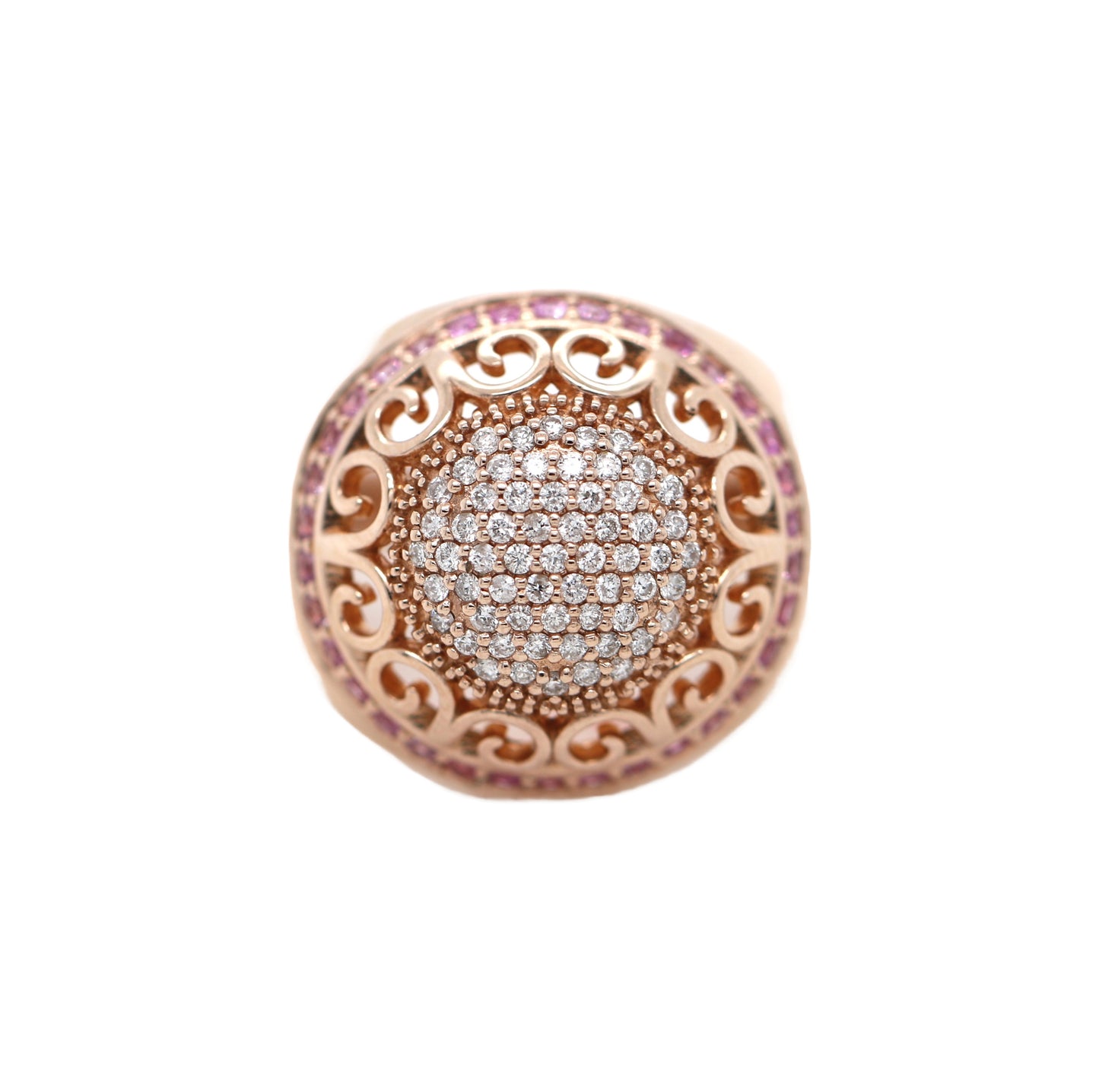 Pink Sapphire / Diamond / 925 Rose Gold Plated Ring