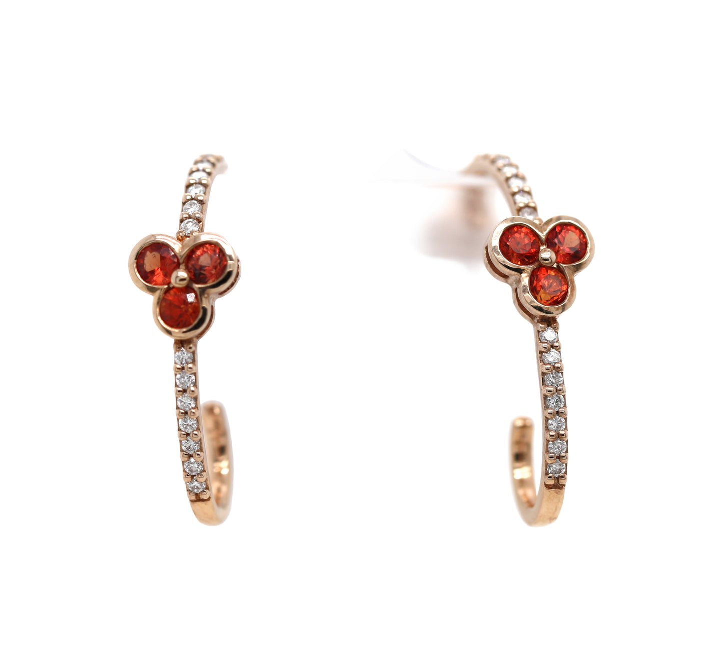 Red Sapphire/ Diamond with Rose Gold Plated Earring